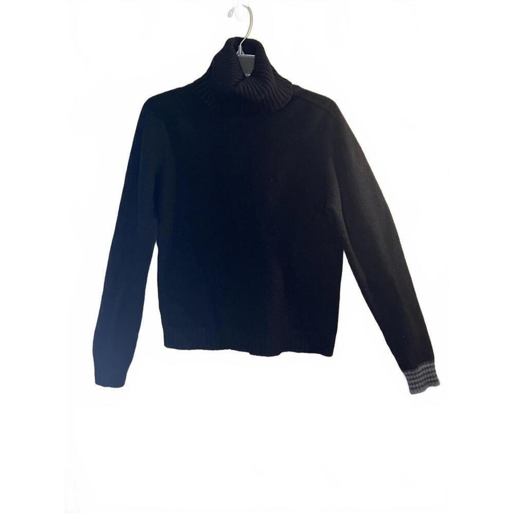Majestic Filatures Deluxe Tricot Women's Black Turtleneck Sweater Medium Cozy